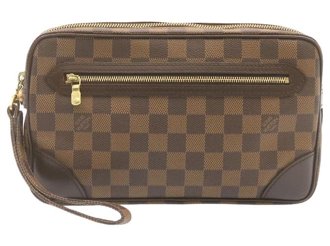 LOUIS VUITTON Clutch Marly Dragonne GM Damier Ebene Ordine SP LV Auth 25039SA - vista 2