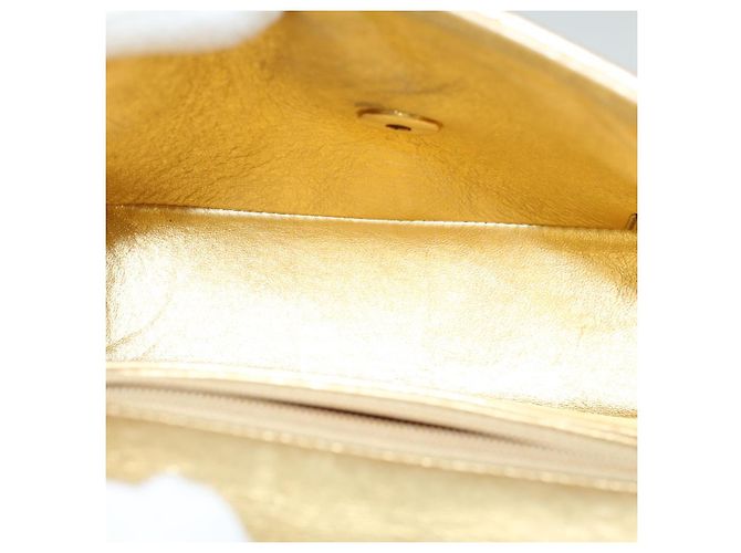 CHANEL Matelassé Borsa a Spalla con Catena e Chiusura Girevole in Pelle di Agnello Oro CC Auth 53752SA - vista 10