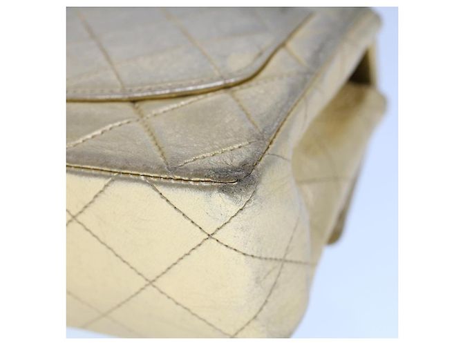 CHANEL Matelassé Borsa a Spalla con Catena e Chiusura Girevole in Pelle di Agnello Oro CC Auth 53752SA - vista 18
