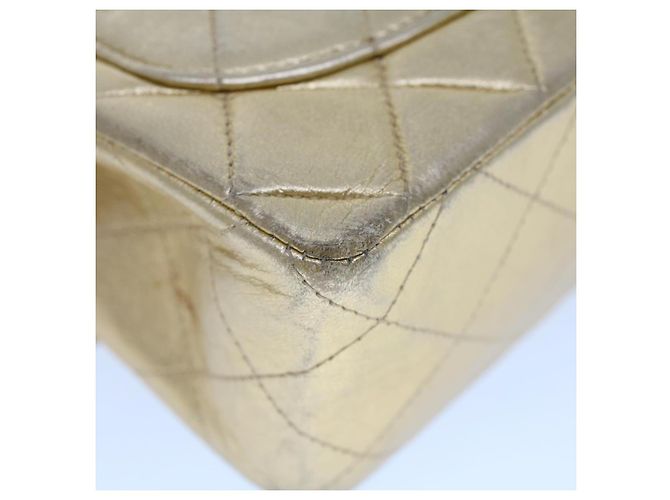 CHANEL Matelassé Borsa a Spalla con Catena e Chiusura Girevole in Pelle di Agnello Oro CC Auth 53752SA - vista 19