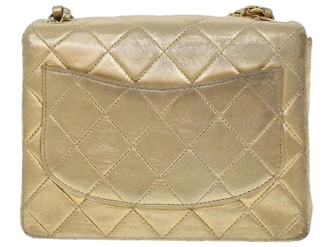 CHANEL Matelassé Borsa a Spalla con Catena e Chiusura Girevole in Pelle di Agnello Oro CC Auth 53752SA - vista 2