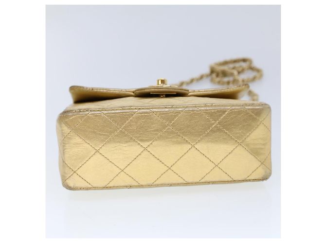 CHANEL Matelassé Borsa a Spalla con Catena e Chiusura Girevole in Pelle di Agnello Oro CC Auth 53752SA - vista 6