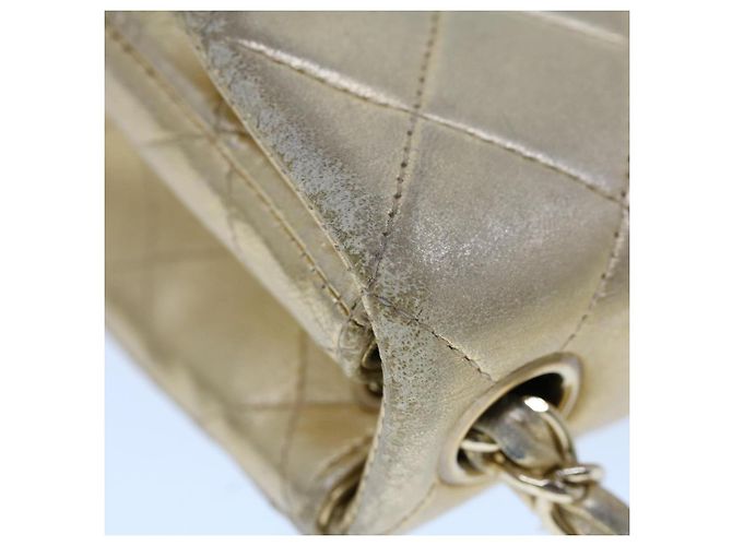 CHANEL Matelassé Borsa a Spalla con Catena e Chiusura Girevole in Pelle di Agnello Oro CC Auth 53752SA - vista 7