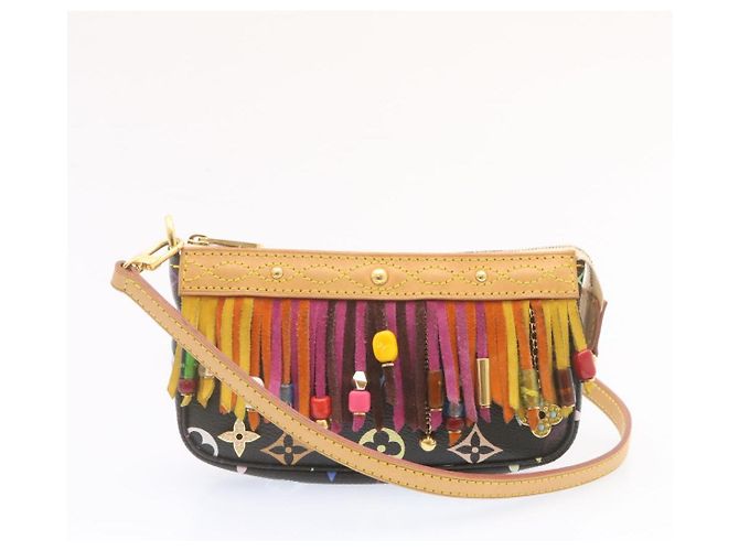 Bucket LOUIS VUITTON Monogramm Multicolor Eimerfransen Tasche Schwarz M40110 Auth 25649S - Ansicht 11