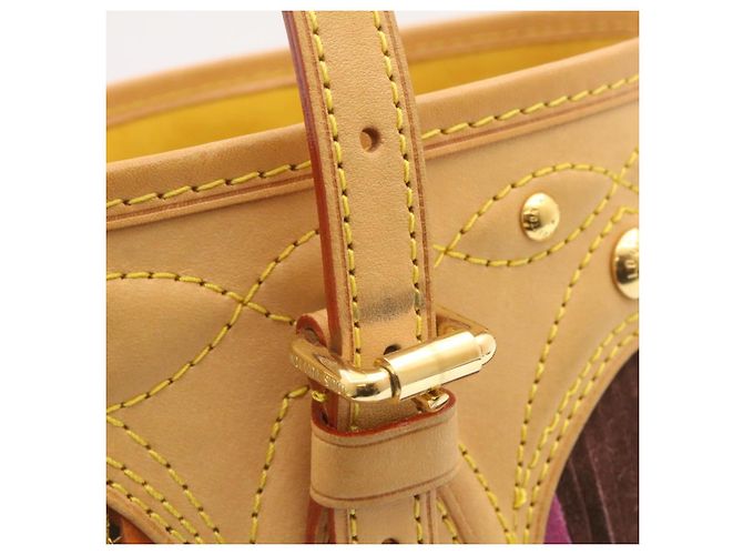 Bucket LOUIS VUITTON Monogramm Multicolor Eimerfransen Tasche Schwarz M40110 Auth 25649S - Ansicht 14