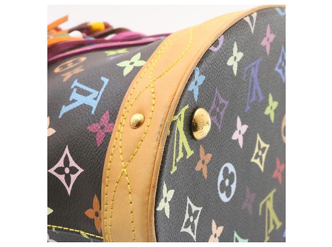Bucket LOUIS VUITTON Monogramm Multicolor Eimerfransen Tasche Schwarz M40110 Auth 25649S - Ansicht 17