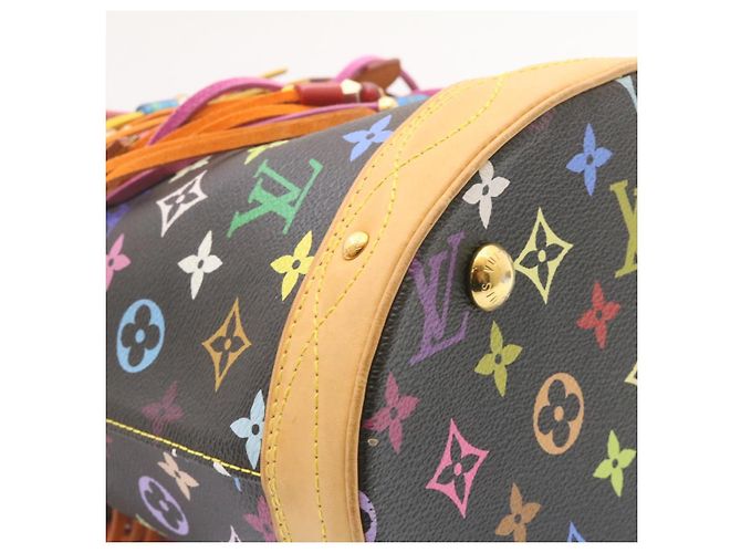 Bucket LOUIS VUITTON Monogramm Multicolor Eimerfransen Tasche Schwarz M40110 Auth 25649S - Ansicht 18