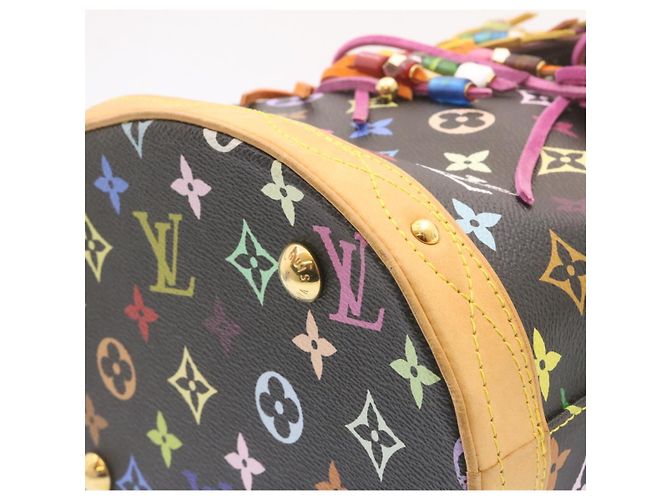 Bucket LOUIS VUITTON Monogramm Multicolor Eimerfransen Tasche Schwarz M40110 Auth 25649S - Ansicht 19