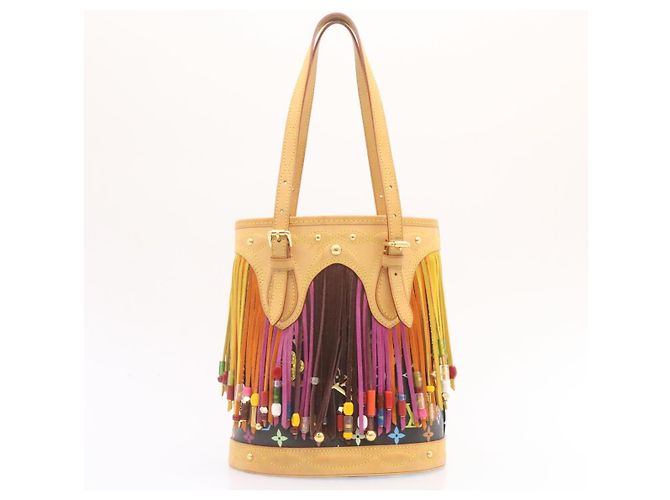 Bucket LOUIS VUITTON Monogramm Multicolor Eimerfransen Tasche Schwarz M40110 Auth 25649S - Ansicht 2