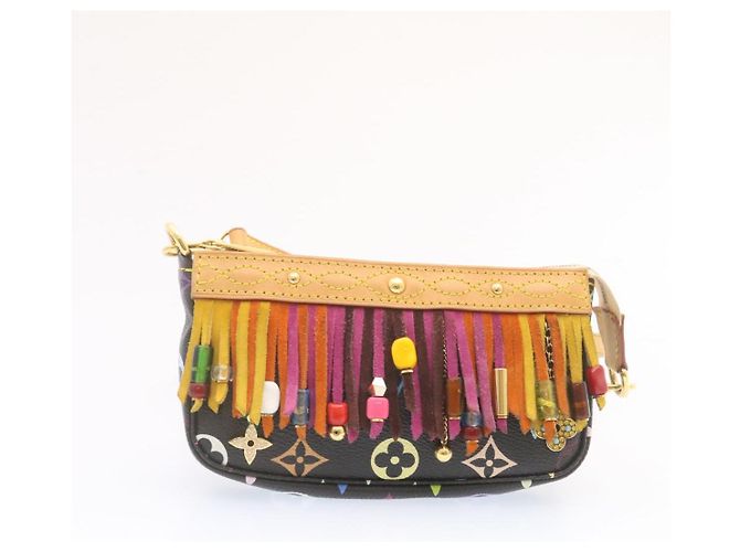 Bucket LOUIS VUITTON Monogramm Multicolor Eimerfransen Tasche Schwarz M40110 Auth 25649S - Ansicht 26