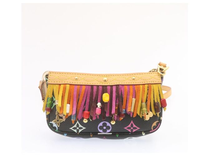 Bucket LOUIS VUITTON Monogramm Multicolor Eimerfransen Tasche Schwarz M40110 Auth 25649S - Ansicht 27