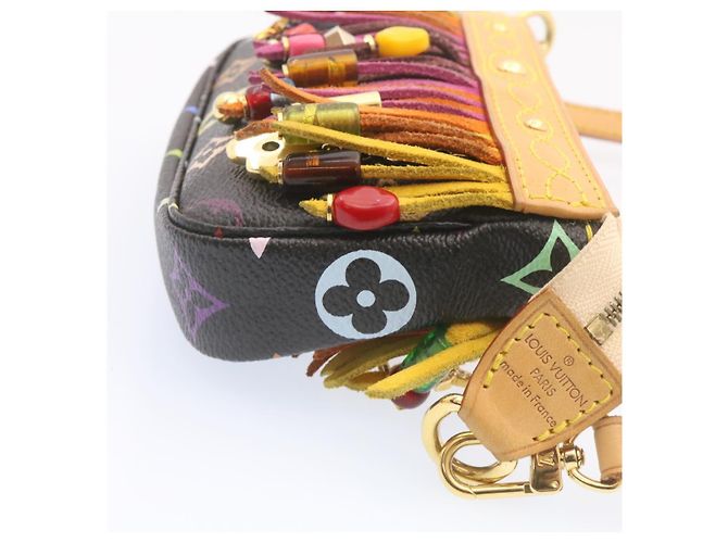 Bucket LOUIS VUITTON Monogramm Multicolor Eimerfransen Tasche Schwarz M40110 Auth 25649S - Ansicht 29
