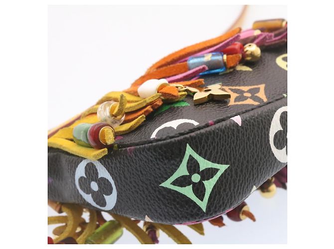 Bucket LOUIS VUITTON Monogramm Multicolor Eimerfransen Tasche Schwarz M40110 Auth 25649S - Ansicht 33