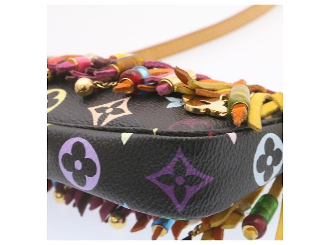 Bucket LOUIS VUITTON Monogramm Multicolor Eimerfransen Tasche Schwarz M40110 Auth 25649S - Ansicht 34