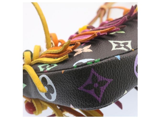 Bucket LOUIS VUITTON Monogramm Multicolor Eimerfransen Tasche Schwarz M40110 Auth 25649S - Ansicht 35