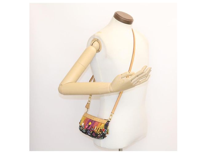 Bucket LOUIS VUITTON Monogramm Multicolor Eimerfransen Tasche Schwarz M40110 Auth 25649S - Ansicht 43