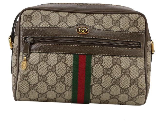 Gucci Borsa a spalla GG Supreme Sherry Line in PVC beige rosso verde Auth mr832 - vista 2