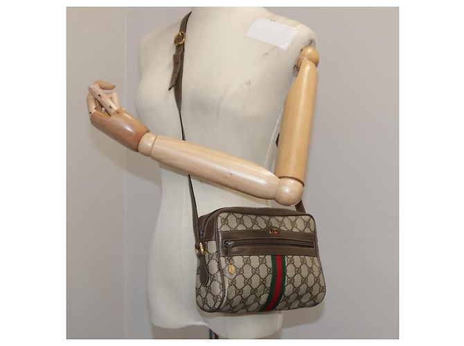 Gucci Borsa a spalla GG Supreme Sherry Line in PVC beige rosso verde Auth mr832 - vista 24
