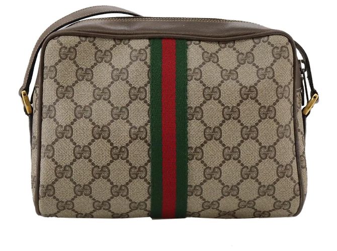 Gucci Borsa a spalla GG Supreme Sherry Line in PVC beige rosso verde Auth mr832 - vista 3