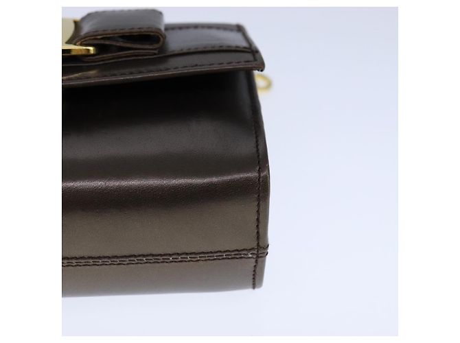 Borsa a spalla Vala Chain in pelle marrone e oro di Salvatore Ferragamo Auth yk16268 D'oro - vista 16