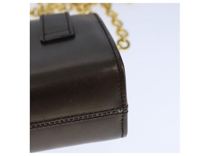 Borsa a spalla Vala Chain in pelle marrone e oro di Salvatore Ferragamo Auth yk16268 D'oro - vista 18