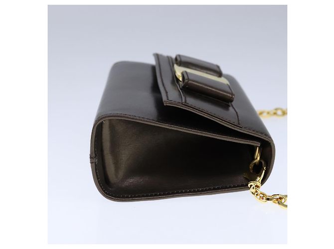 Borsa a spalla Vala Chain in pelle marrone e oro di Salvatore Ferragamo Auth yk16268 D'oro - vista 4
