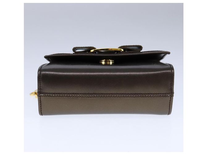 Borsa a spalla Vala Chain in pelle marrone e oro di Salvatore Ferragamo Auth yk16268 D'oro - vista 5