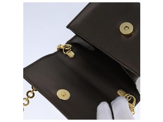 Borsa a spalla Vala Chain in pelle marrone e oro di Salvatore Ferragamo Auth yk16268 D'oro - vista 9