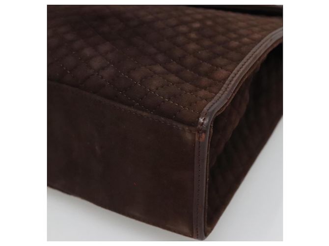 BALLY Bolsa de mão acolchoada de camurça marrom escuro ouro Auth BA1446 Dourado Castanho escuro - vista 10