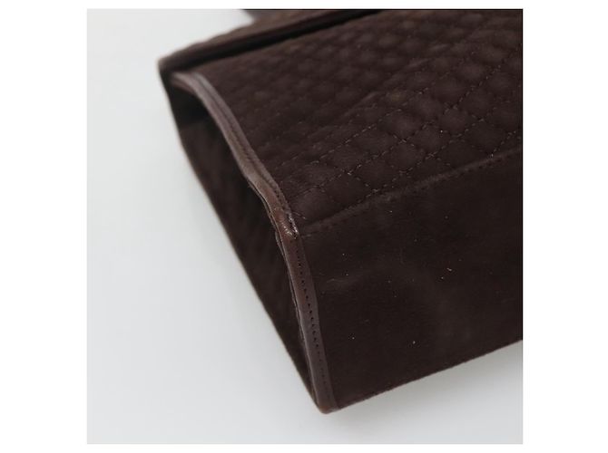 BALLY Bolsa de mão acolchoada de camurça marrom escuro ouro Auth BA1446 Dourado Castanho escuro - vista 11