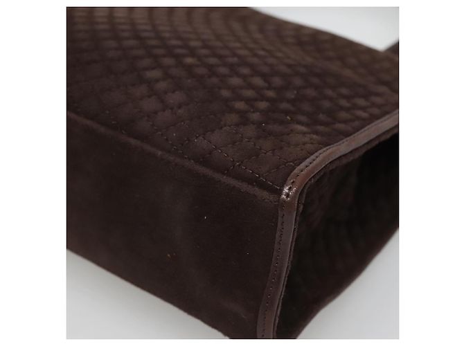 BALLY Bolsa de mão acolchoada de camurça marrom escuro ouro Auth BA1446 Dourado Castanho escuro - vista 12