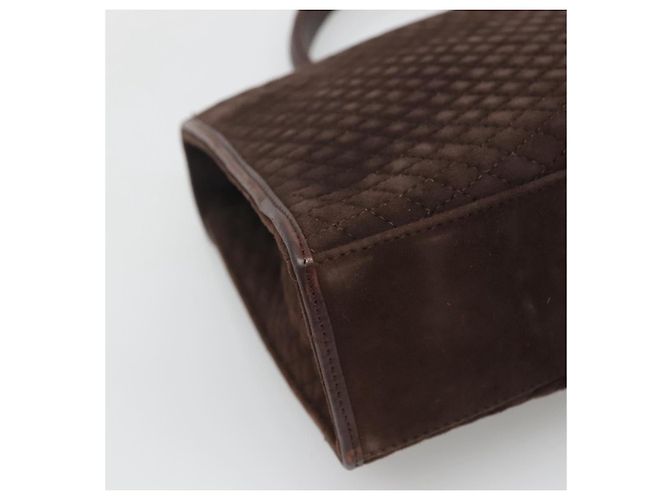 BALLY Bolsa de mão acolchoada de camurça marrom escuro ouro Auth BA1446 Dourado Castanho escuro - vista 13