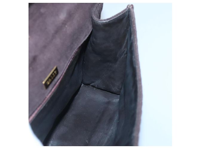 BALLY Bolsa de mão acolchoada de camurça marrom escuro ouro Auth BA1446 Dourado Castanho escuro - vista 17