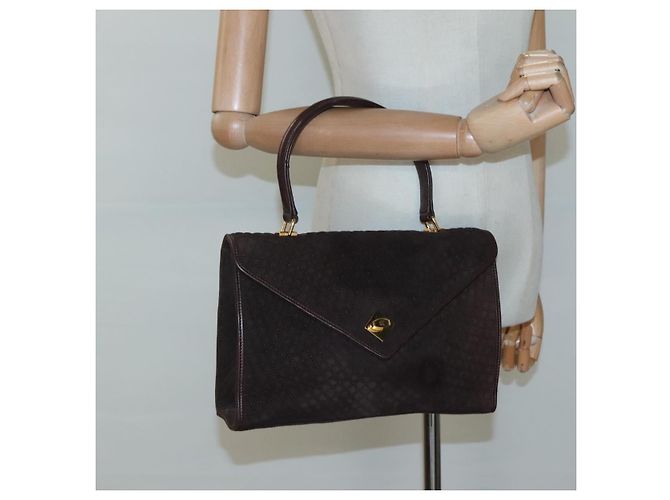 BALLY Bolsa de mão acolchoada de camurça marrom escuro ouro Auth BA1446 Dourado Castanho escuro - vista 22