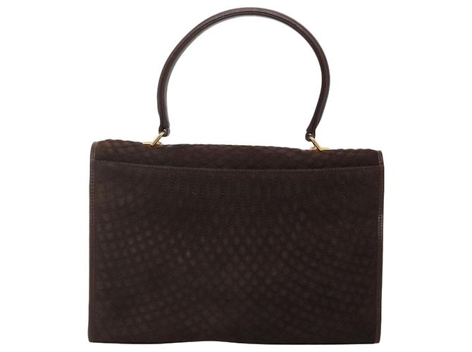 BALLY Bolsa de mão acolchoada de camurça marrom escuro ouro Auth BA1446 Dourado Castanho escuro - vista 3
