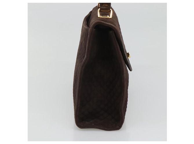BALLY Bolsa de mão acolchoada de camurça marrom escuro ouro Auth BA1446 Dourado Castanho escuro - vista 4