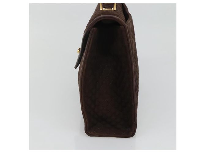 BALLY Bolsa de mão acolchoada de camurça marrom escuro ouro Auth BA1446 Dourado Castanho escuro - vista 5