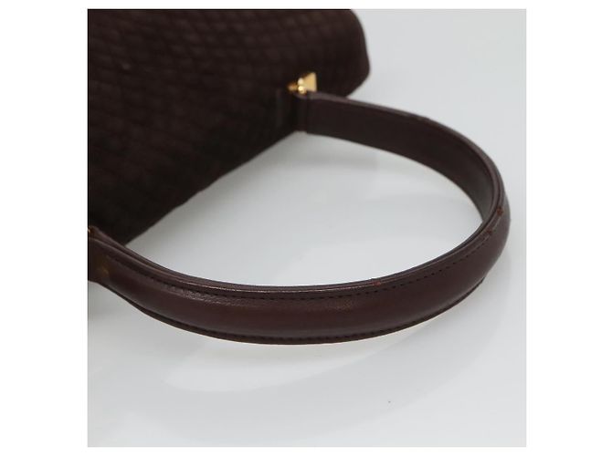 BALLY Bolsa de mão acolchoada de camurça marrom escuro ouro Auth BA1446 Dourado Castanho escuro - vista 7
