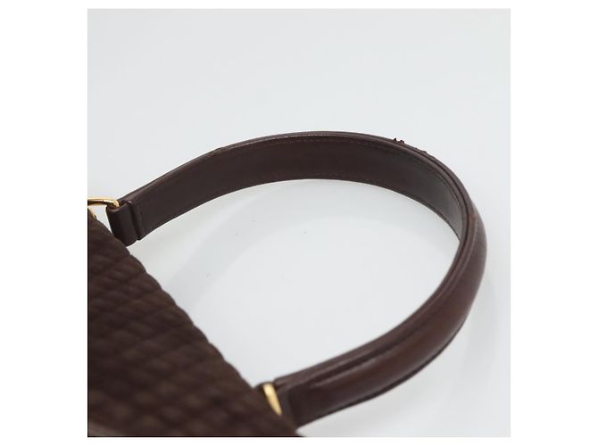 BALLY Bolsa de mão acolchoada de camurça marrom escuro ouro Auth BA1446 Dourado Castanho escuro - vista 8