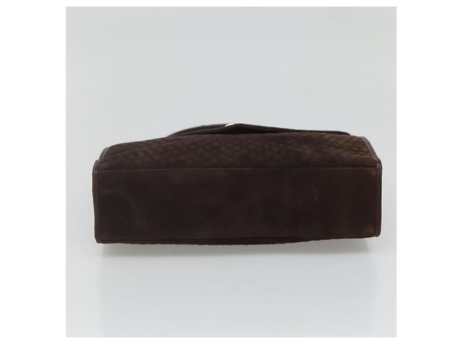 BALLY Bolsa de mão acolchoada de camurça marrom escuro ouro Auth BA1446 Dourado Castanho escuro - vista 9