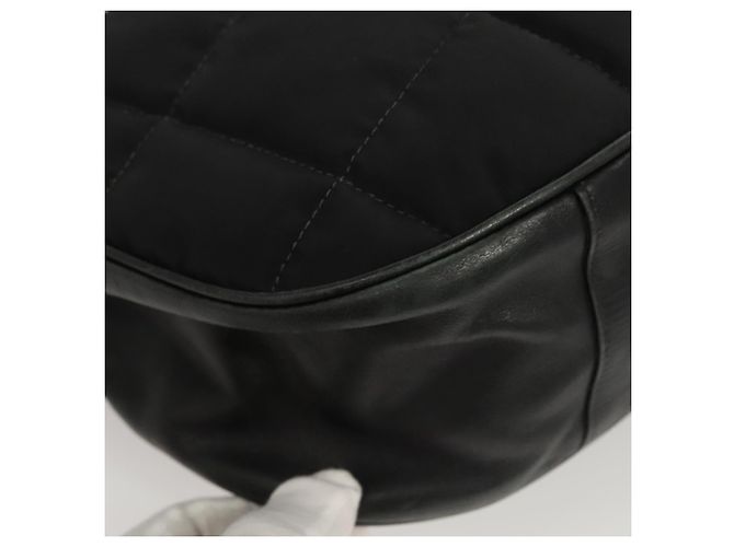 CHANEL Borsa a Spalla Choco Bar con Catena Nylon Nero Argento CC Auth 118385 - vista 11