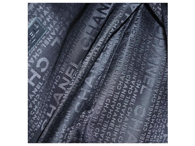 CHANEL Borsa a Spalla Choco Bar con Catena Nylon Nero Argento CC Auth 118385 - vista 17