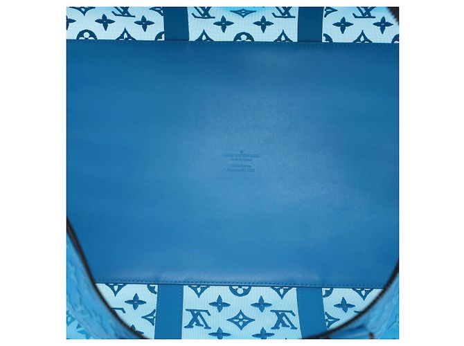 LOUIS VUITTON Borsa Keepall Triangle 50 Boston in rete blu turchese M45048 42050S - vista 10