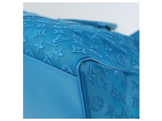 LOUIS VUITTON Borsa Keepall Triangle 50 Boston in rete blu turchese M45048 42050S - vista 16