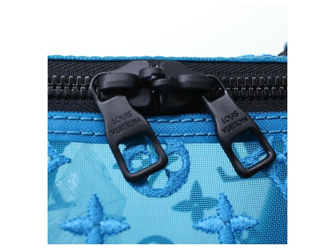 LOUIS VUITTON Borsa Keepall Triangle 50 Boston in rete blu turchese M45048 42050S - vista 20