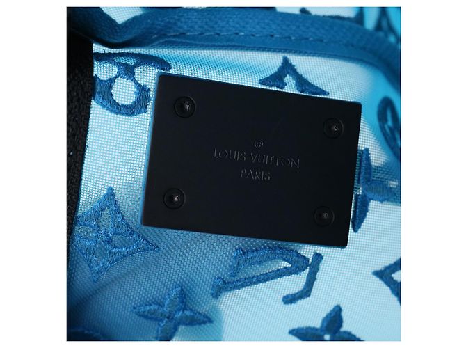 LOUIS VUITTON Borsa Keepall Triangle 50 Boston in rete blu turchese M45048 42050S - vista 24