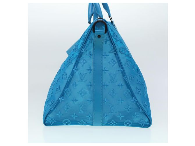 LOUIS VUITTON Borsa Keepall Triangle 50 Boston in rete blu turchese M45048 42050S - vista 3