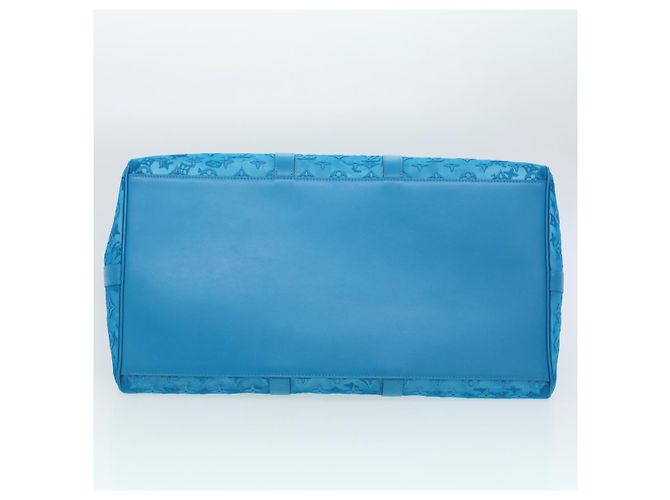 LOUIS VUITTON Borsa Keepall Triangle 50 Boston in rete blu turchese M45048 42050S - vista 5
