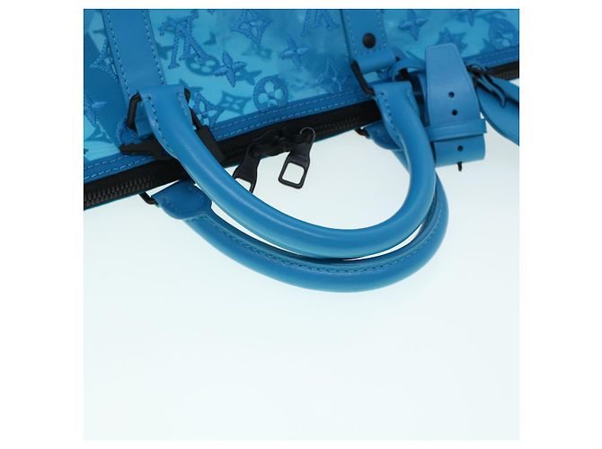LOUIS VUITTON Borsa Keepall Triangle 50 Boston in rete blu turchese M45048 42050S - vista 7