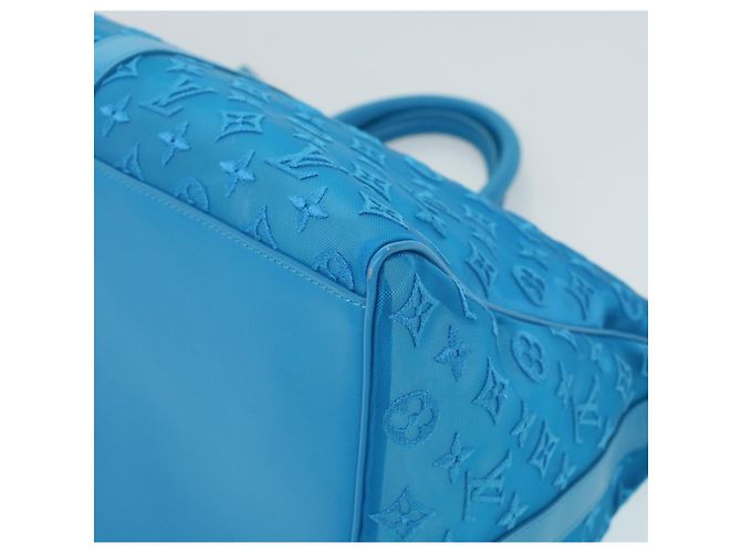 LOUIS VUITTON Borsa Keepall Triangle 50 Boston in rete blu turchese M45048 42050S - vista 8